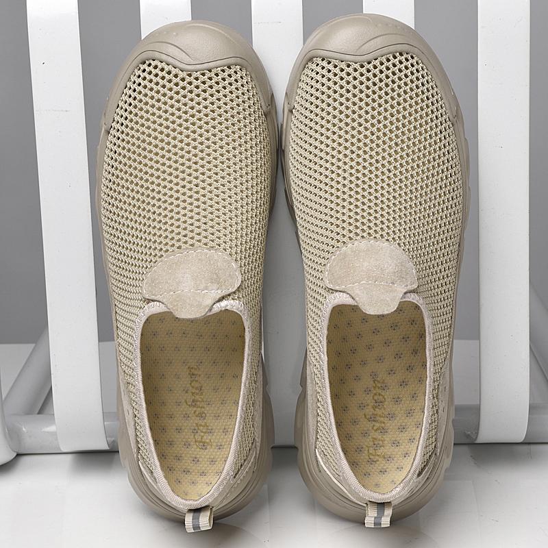 Best Seller Men's Summer Mesh Flats Quick-Dry Comfortable Beach Shoes Non-Slip Sole Wading Aqua Shoes New All-match Male Sandals