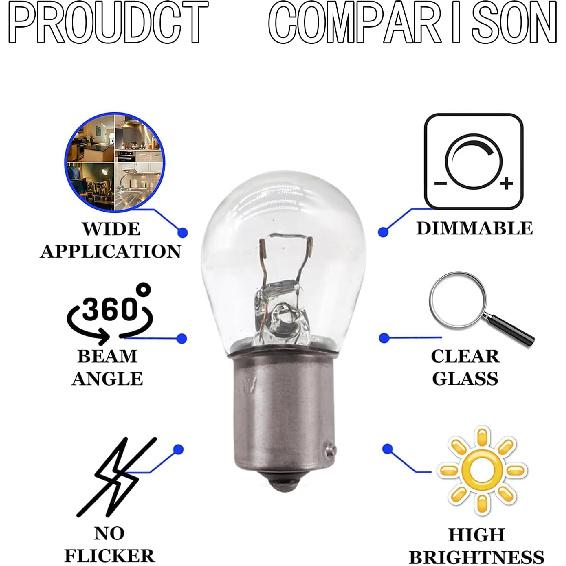 10 PCS 1141 Car Brake Bulb, 12V 21W BA15S Flat Angle Single Light Turn Signal Light, Super Bright Light Tail Light Replacement, Universal Brake