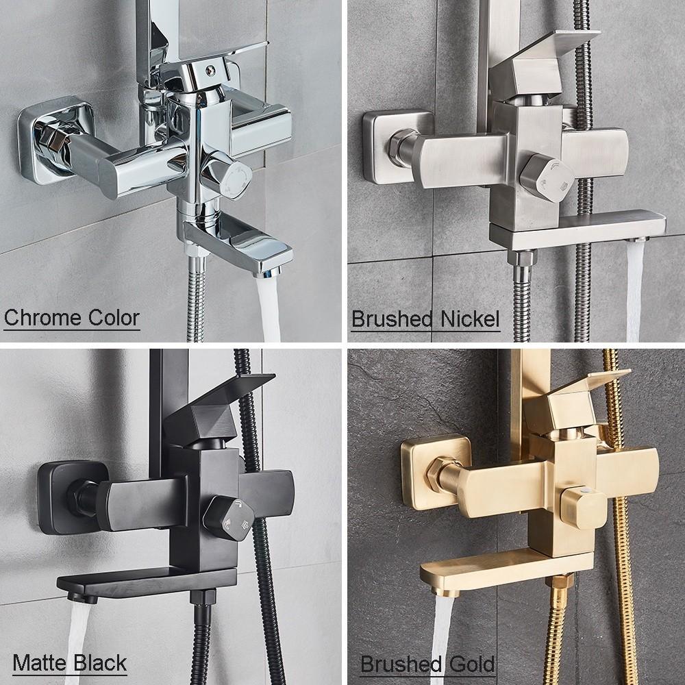 Bathroom High Pressure Rain Shower System 12" Large Shower Head Rainfall Mixer Stainless Steel Shower Set