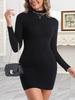 New Style Ribbed Long Sleeve High Neck Slim Fit Women's Bodycon Dress for Spring and Autumn