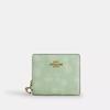 Snap Wallet Gold Pale Green With Floral Print