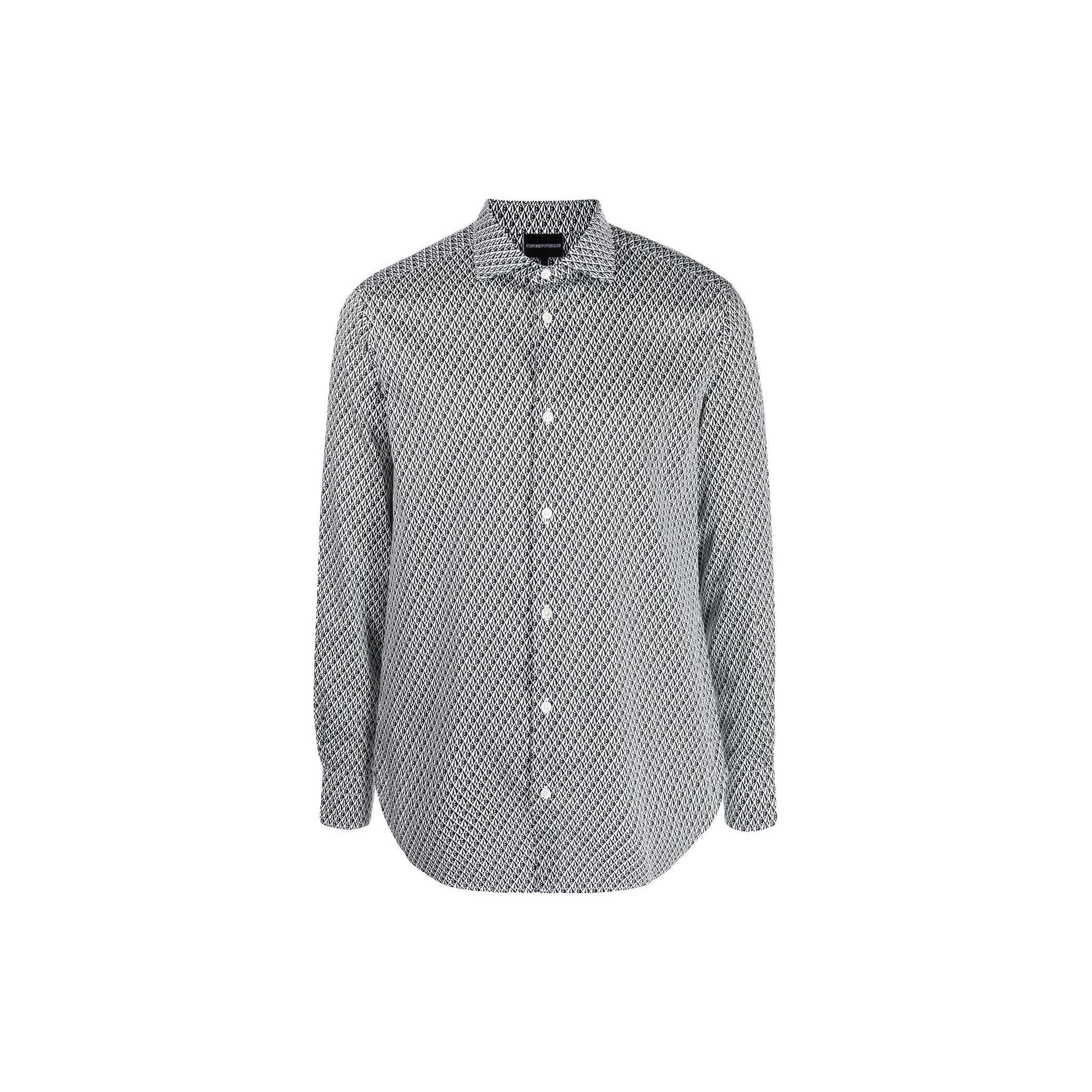 Emporio Armani Ss22 Logo Print Polo Long Sleeve Shirt Men shirts Gray 3L1C86-1NPBZ-F129 XL