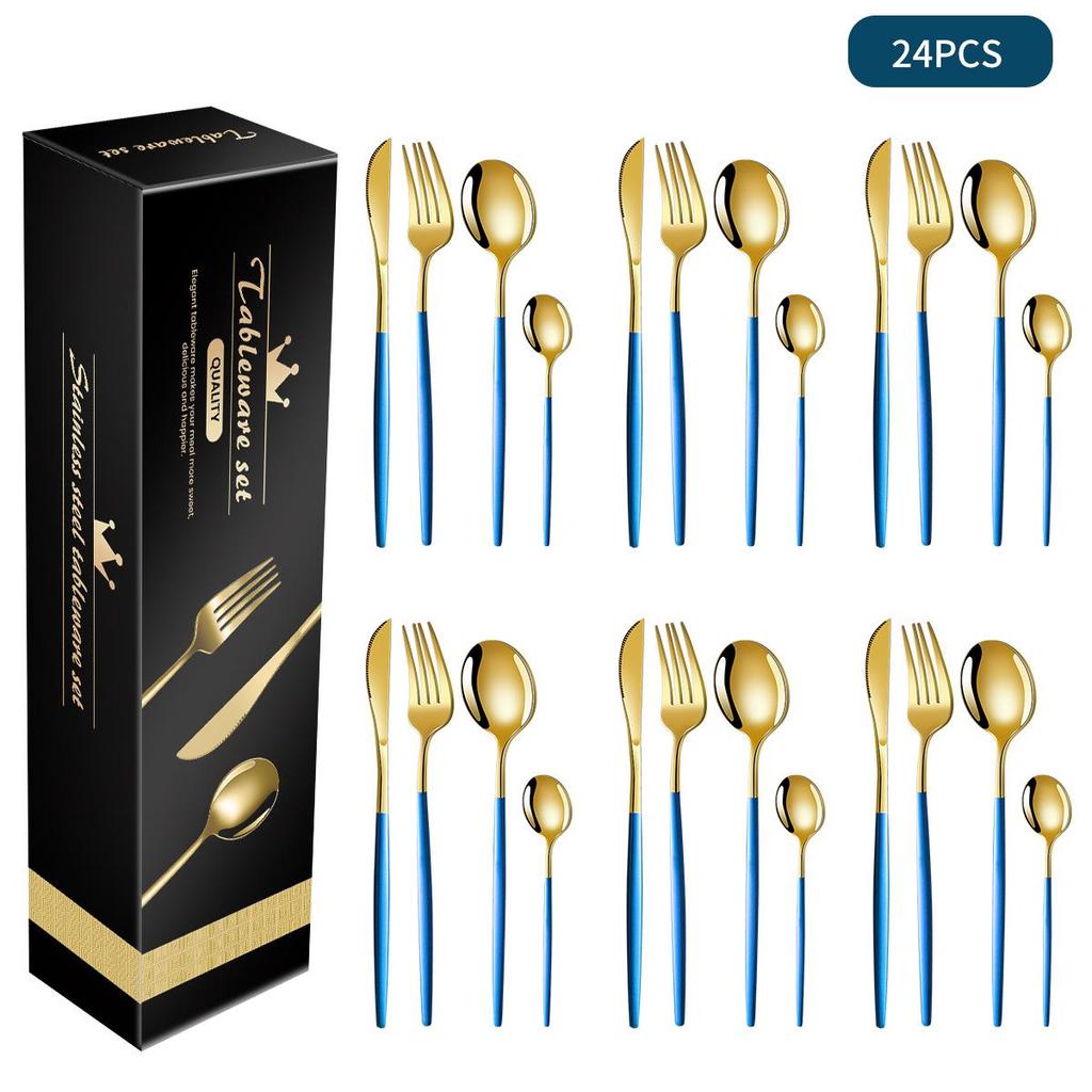 Stainless Steel Cutlery Set: 16/24-Piece Steak Knives, Forks, Spoons In Gift Box