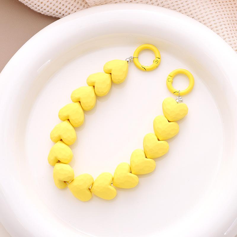 Touch Paint Cut Peach Heart Beaded Phone Chain Hanging Chain Phone Case Carrying Chain