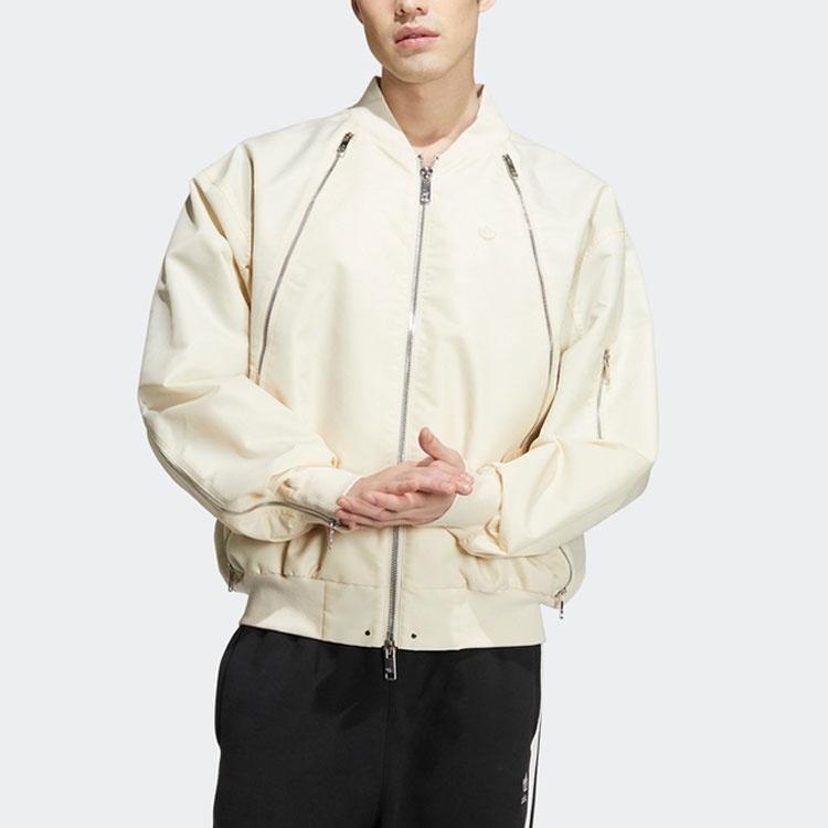 adidas originals Zipper Jkt Solid Color Casual Sports Jacket Beige Men's HL6493