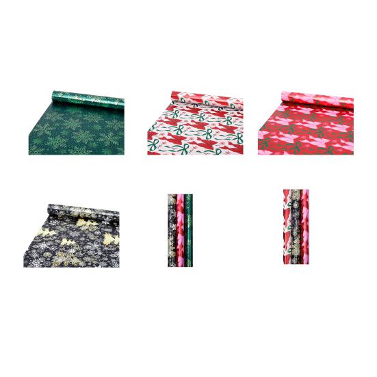 Christmas Wrapping Paper Roll 17 Inch x 120 Inch Snowflake Bow Jumbo Roll Vintage Holiday Gift Wrap for Christmas Parties Supplies