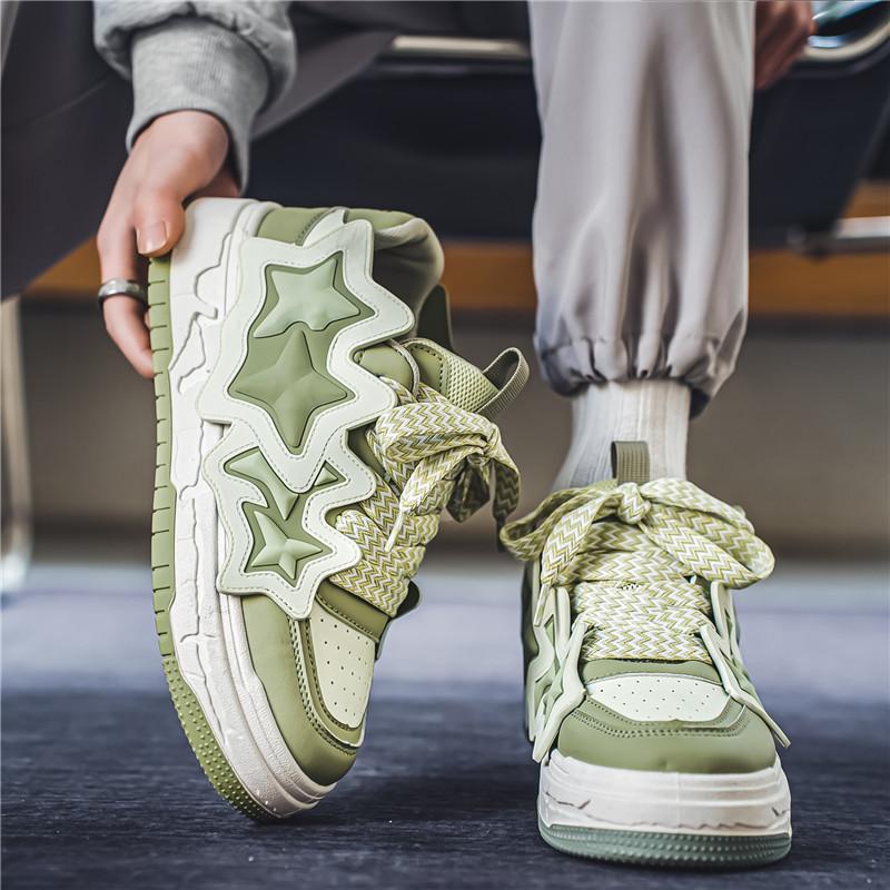 

Толстая подошва мужские теннисные кроссовки толстые мужские кроссовки удобная обувь для отдыха на открытом воздухе нескользящая прогулочная дизайнерская мужская повседневная обувь мода Tide Man 39 зелёный