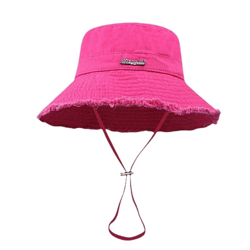 Frayed Edge Cotton Bucket Hat: Summer Sun Protection for Outdoor Travel and Shopping