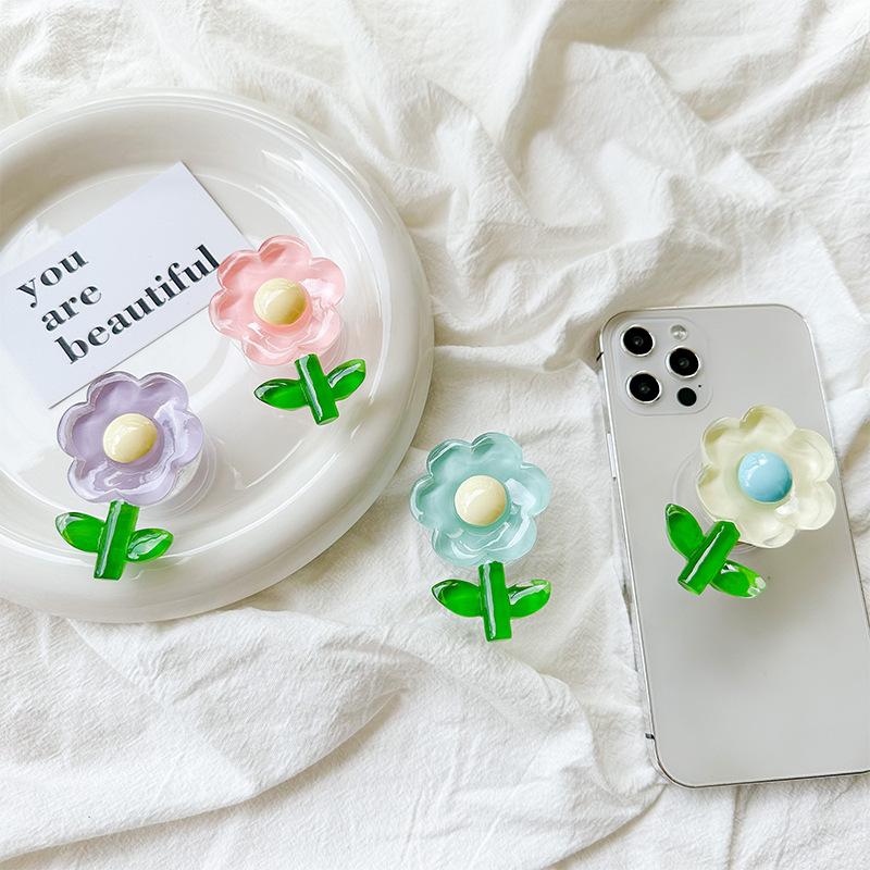 Japanese Small Fresh Wind Mobile Phone Airbag Bracket Tulip Flower Retractable Back Sticker Portable Niche Carry