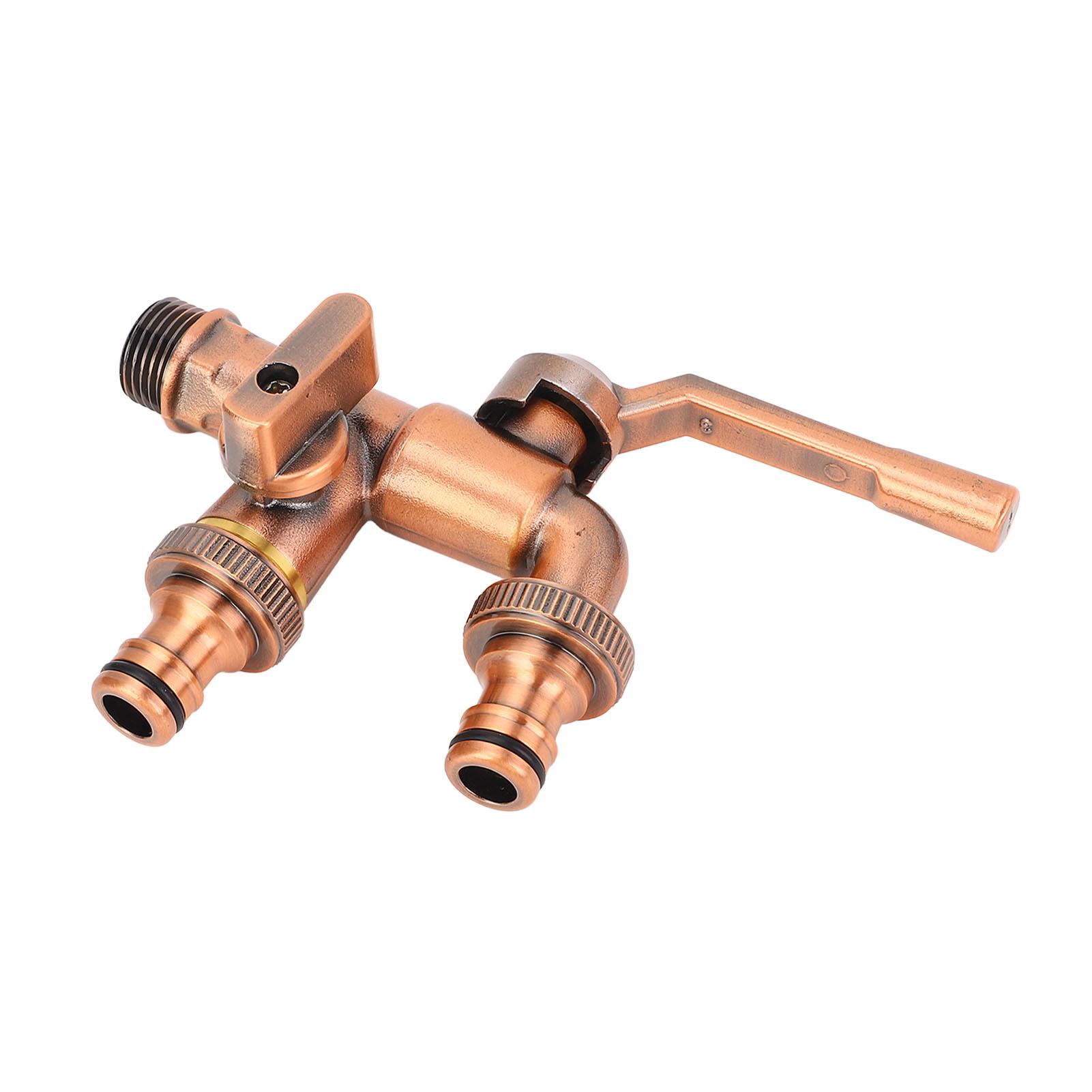 Robinet d'eau extérieur double, raccord d'entrée 3/4 pouce, robinet d'eau mural pour jardin, sorties doubles 25 mm, vannes en laiton, répartiteur de robinet d'eau