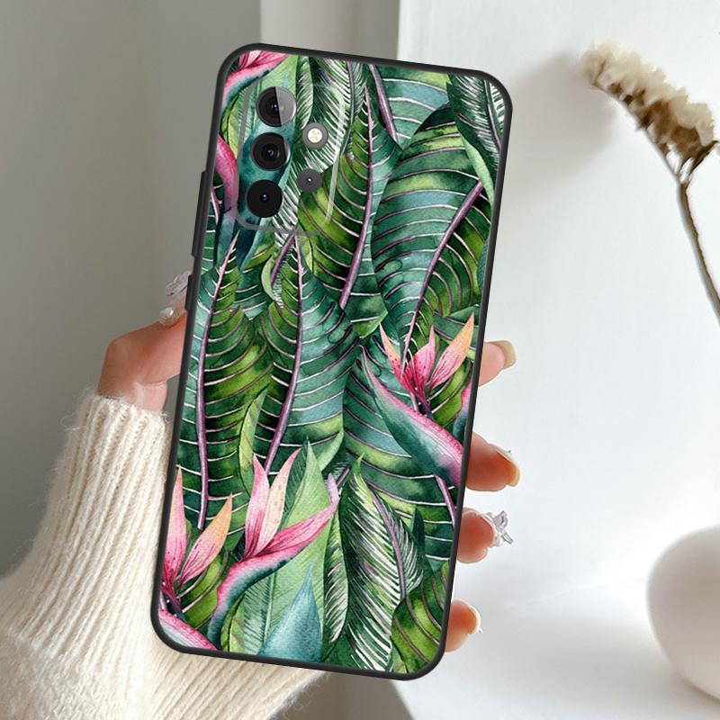 Retro Banana Leaf Plant Case For Samsung Galaxy A13 A33 A53 A06 A17 A56 A36 A26 A16 A15 A35 A55 A34 A54 A52 A12 A32