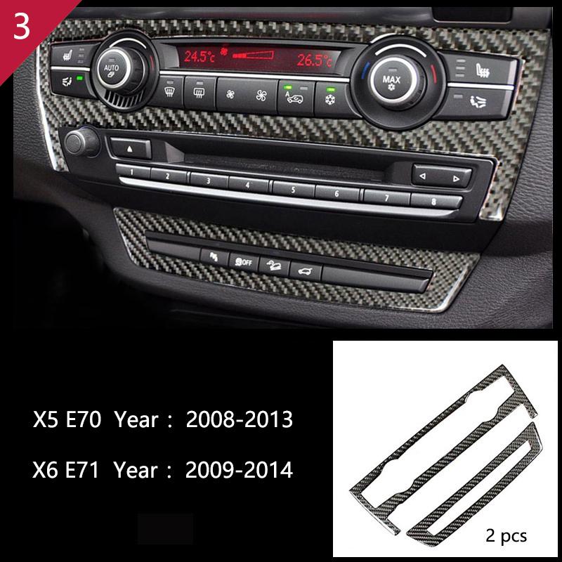 AAACH1 For BMW X5 X6 E70 E71 Accessories Car Interior Air Conditioning CD Console Panel Cover Decoration Trim Carbon Fiber Car Styling