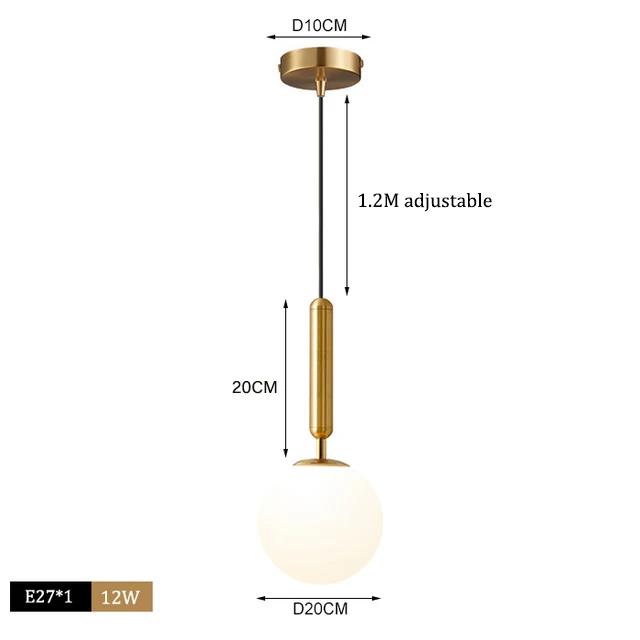 Simple Personality Spherical Glass Small Chandelier Internet Celebrity Clothing Store Bedside Single Head Light Luxury Nordic