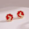 Elegant Red Jade Rabbit Stud Earrings – Year of the Rabbit Niche Design, Luxurious and Versatile