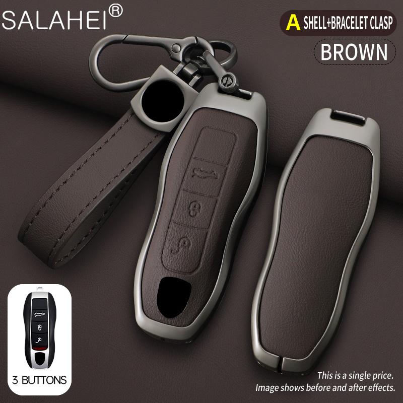 Car Key Case Cover Shell For Porsche Panamera Spyder Carrera Macan Boxster Cayman Cayenne 911 970 981 991 Keychain Accessories
