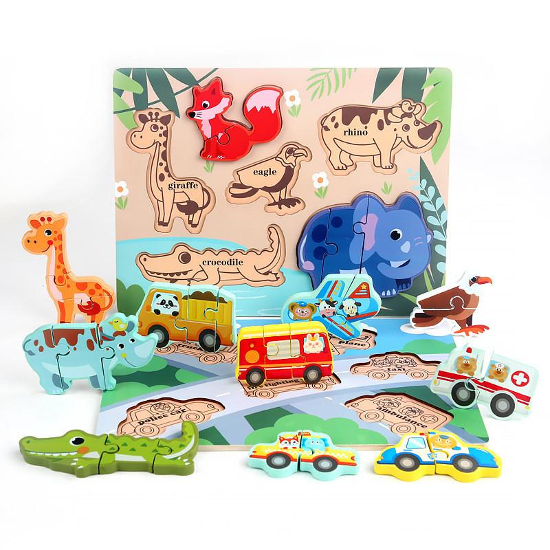 Wooden 3d Puzzle Blocks For Kids Educational Development Farm Animal Scenes Toy Gift For Children