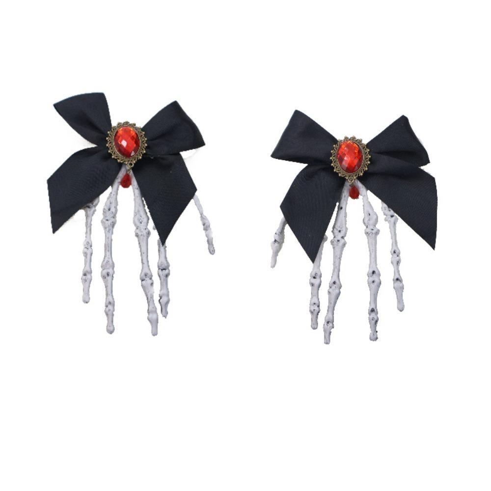 Rhinestone Ghost Claw Hair Clip Gothic Halloween Headwear Retro Skeleton Hand Hairpin  Women