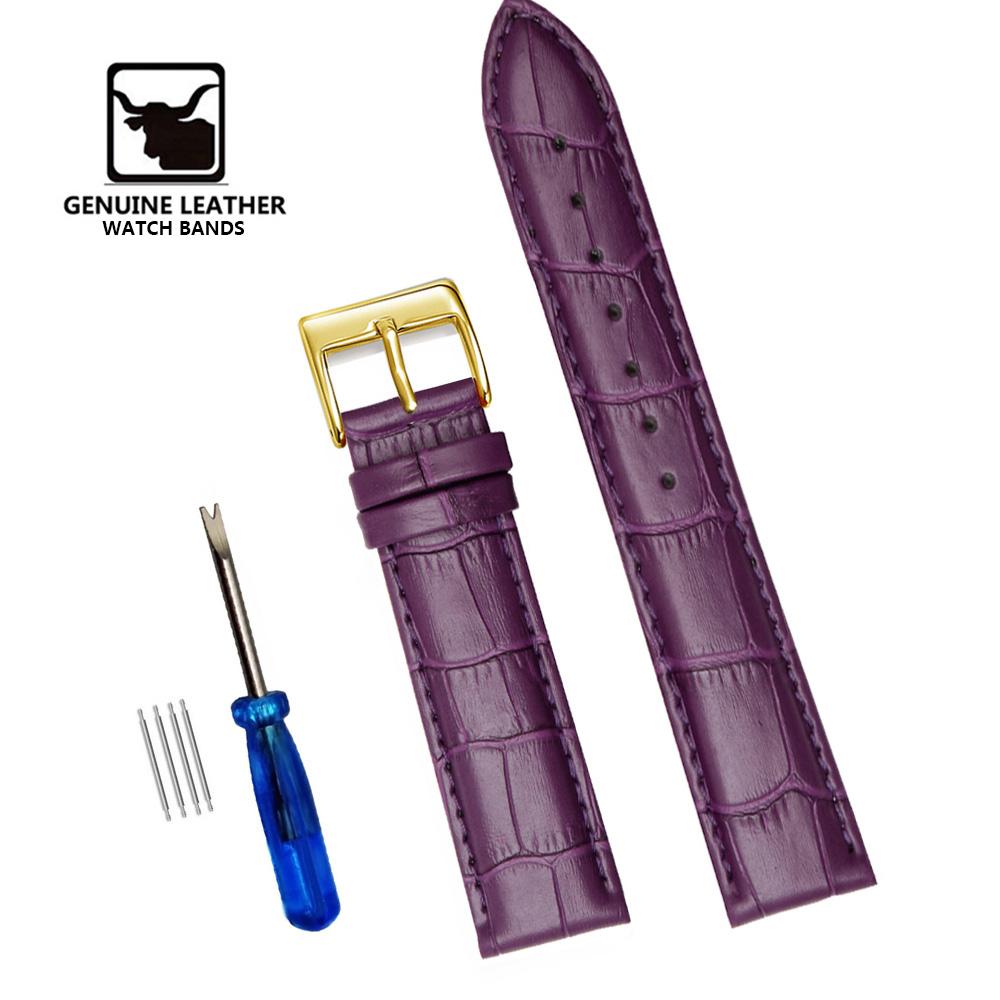 Cowhide Genuine Leather Watch Strap 12/14/16/18/20/22/24 mm Watch Pin buckle Band Soft Wrist Watchband Bracelet + Tool