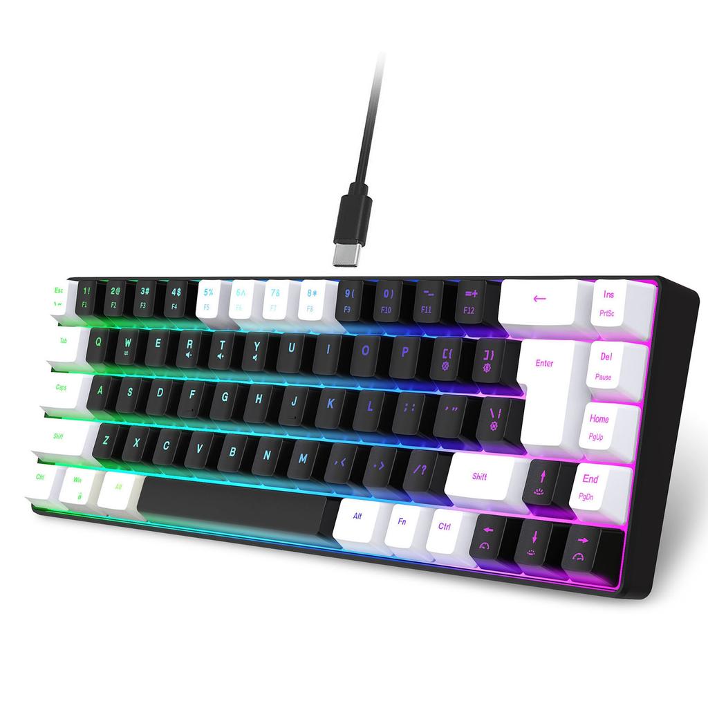 Membrane Gaming Keyboard 68 Keys RGB Backlit Ergonomic USB Interface Computer Keyboard for System Family