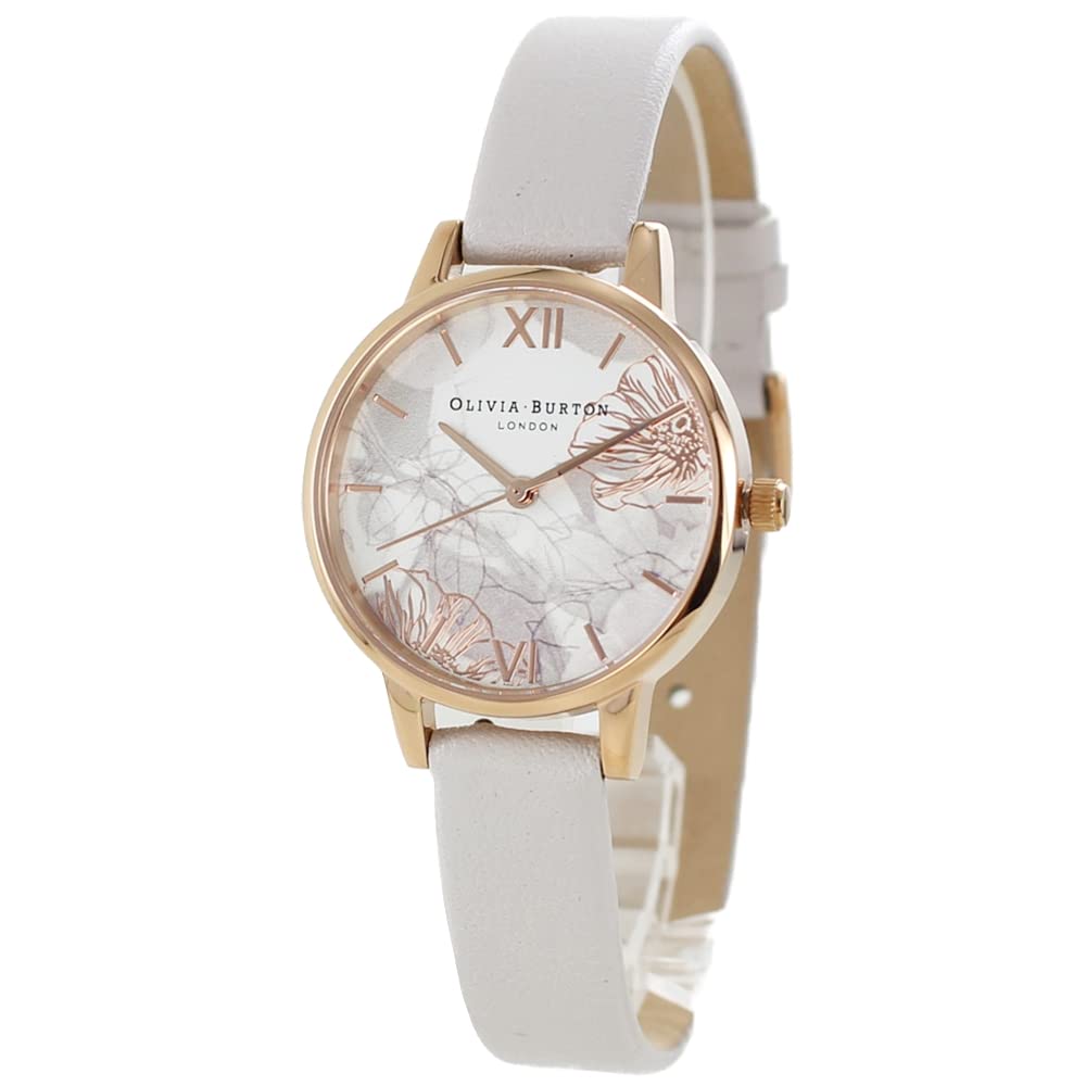 

Olivia Burton ABSTRACT FLORALS Watch with Leather OB16VM12 Women s White/Gray Strap, [Used]