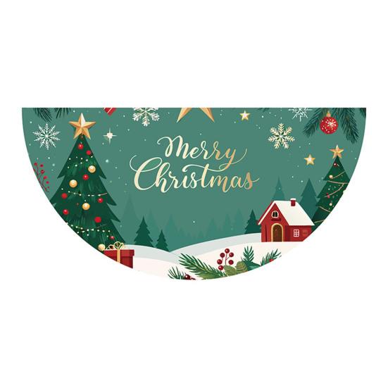 Christmas Banner Half Fan Banner Flag for Indoor Outdoor Holiday Party Decor Polyester Door Curtain for Living Room Wall Fireplace