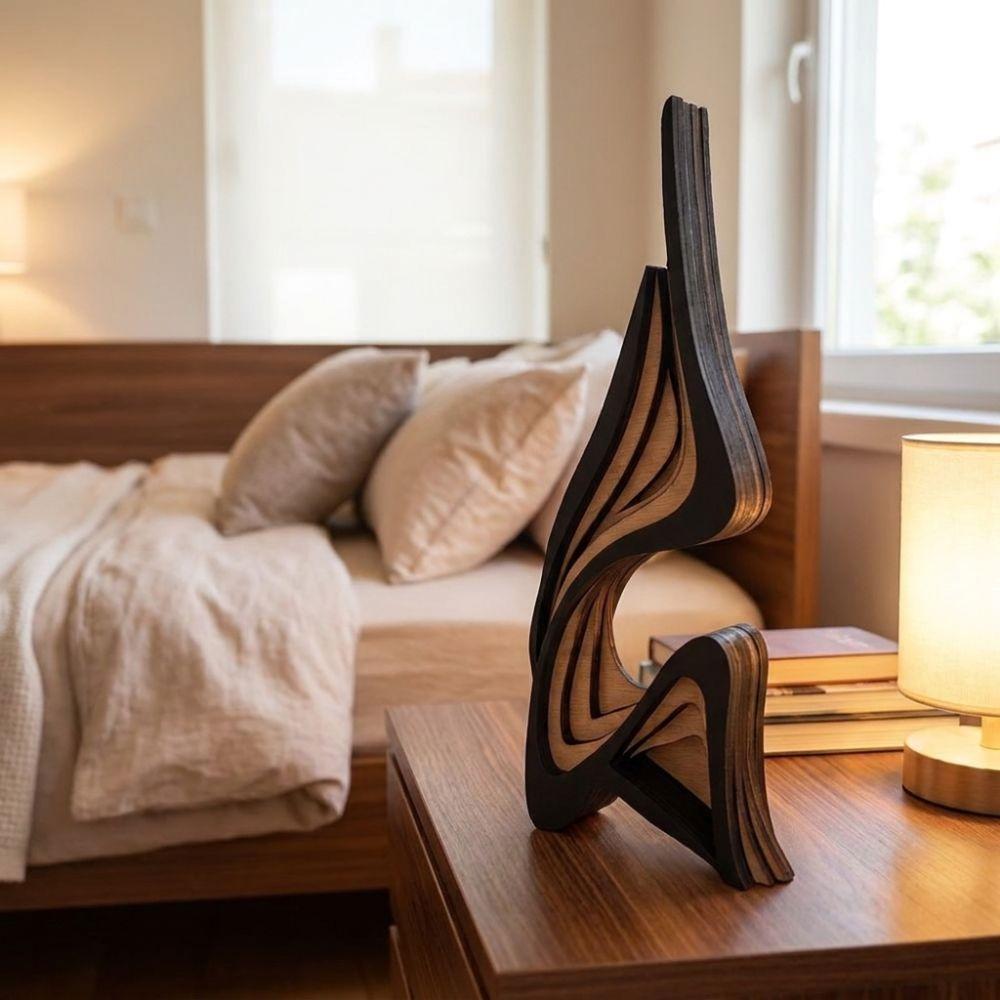 Minimalist Irregular Shape Wooden Ornament Creative Wooden Statue Desktop Ornament  Office
