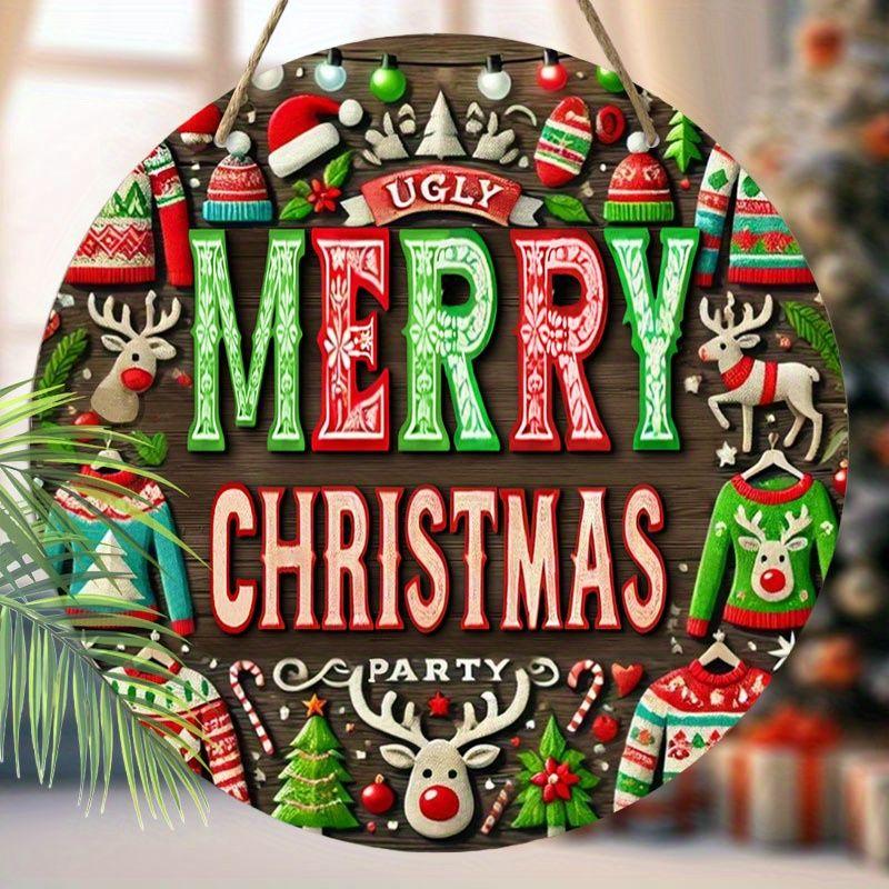 Christmas decoration sign,indoor hanging decorations,2D flat Wooden products with "MERRY CHRISTMAS"logo,Christmas gifts for friends and family