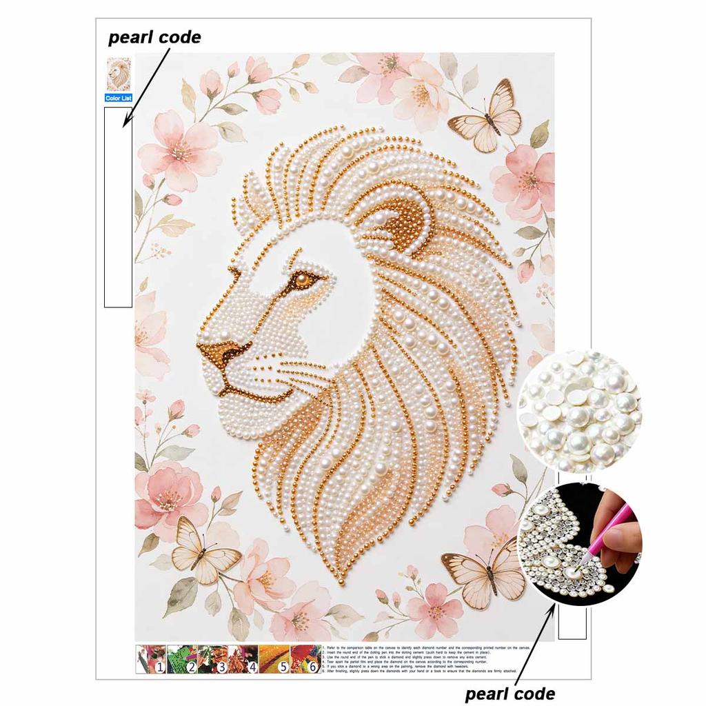 DIY Pearl Embroidery Diamond Painting Kit Majestic Lion Sparkling Beads Art Craft Handmade Decoration Gift for Home