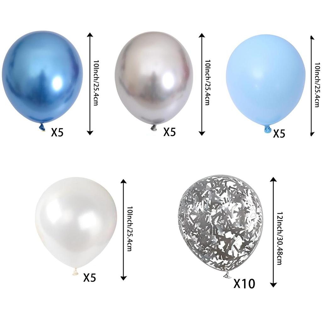 30 Pcs 10 12 Inch Metallic Gold Blue Silver Pearl White Latex and Gold Confetti Balloons for Birthday Wedding Party Decor