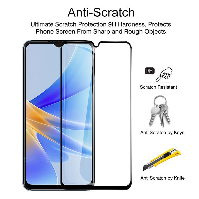 3 pezzi Pellicola protettiva in vetro temperato a copertura totale dello schermo per OPPO A18 A38 A58 A78 A98 A79 5G 4G A57S A77S A15 A15S A16 A17 A74 A96