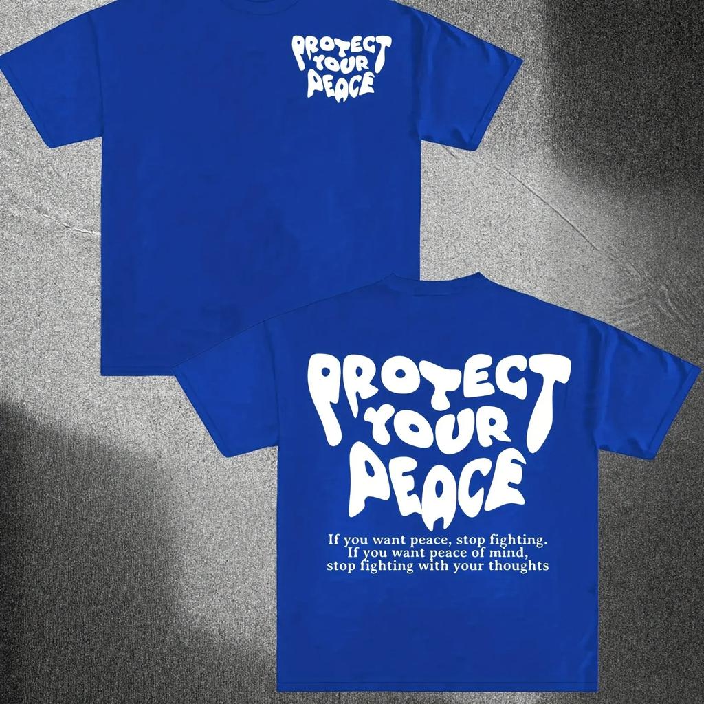 Schütze deinen Frieden Baumwoll-T-Shirt Herren Rundhals Kurzarm Baumwolle Freizeit-T-Shirt Lockerer Stil
