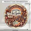 Vintage Welcome Sign Round Metal Art Studio Decor Painting Palette