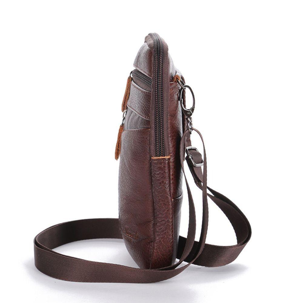 Genuine Leather Phone Chest Bag Large Capacity Messenger Bag Bum Bag Crossbody Phone Bag  Men's