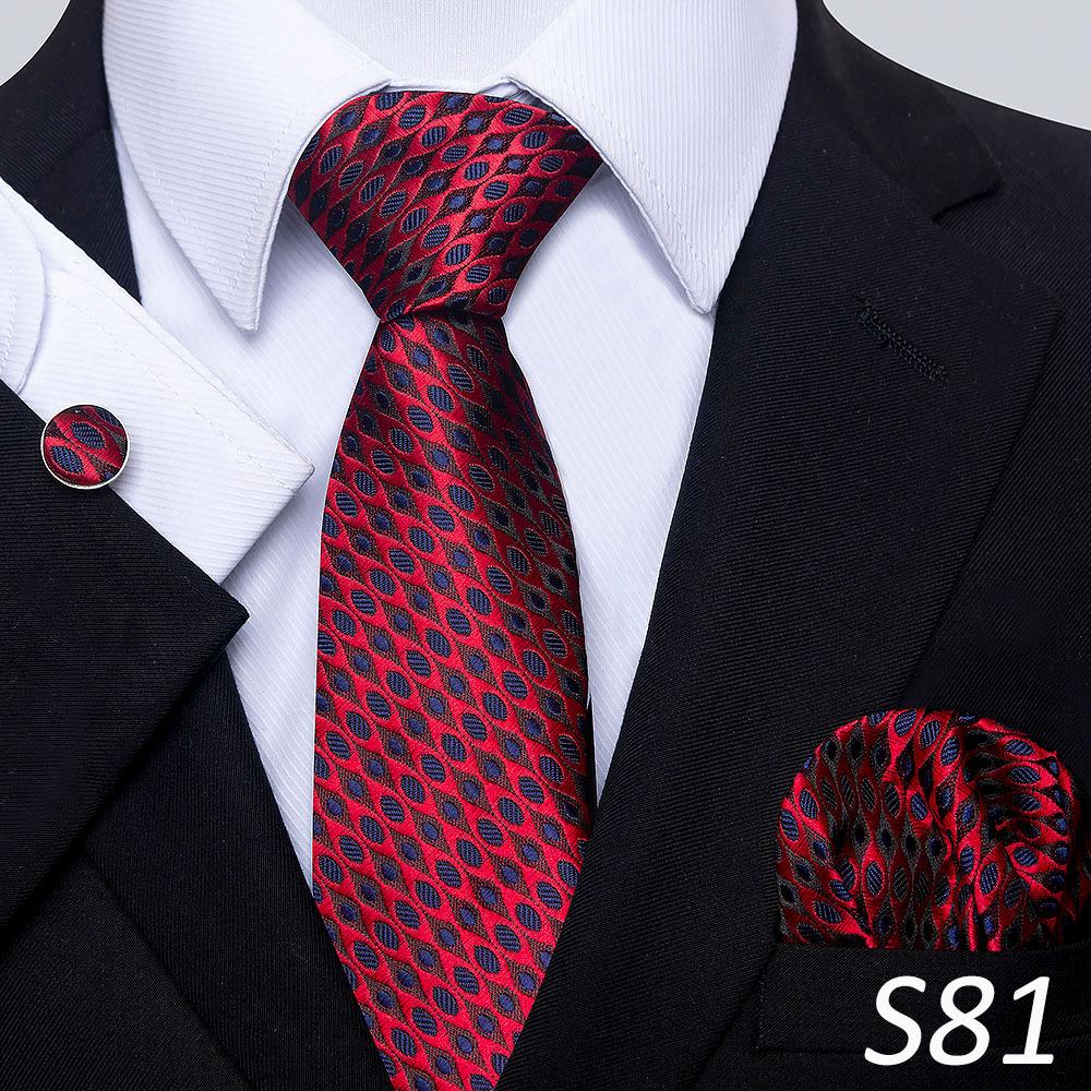 Men'S Tie Three-Piece Set Striped Flower Series Shang Tie