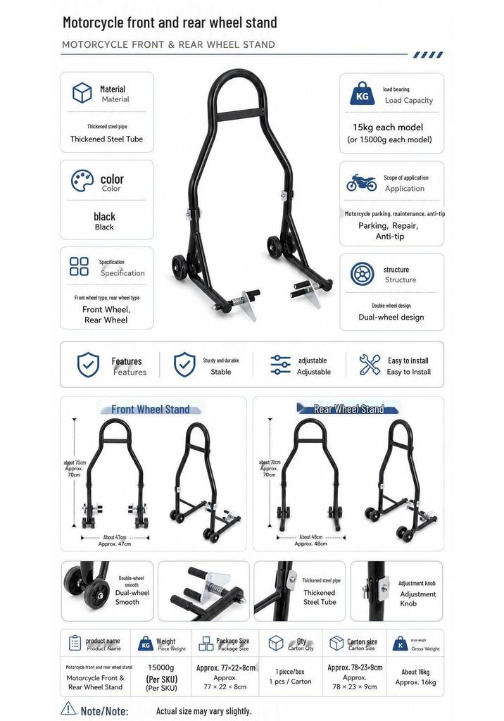 Motorcycle Front & Rear Wheel Parking & Support Stand