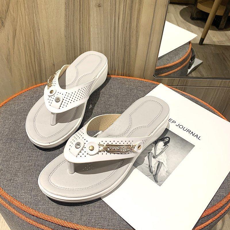 

Wish new herringbone slippers women s summer metal buckle large size slope heel casual women s sandals 35 белый