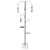 Steel bird feeder station, freestanding bird feeder 208H cm with 4 hooks, black