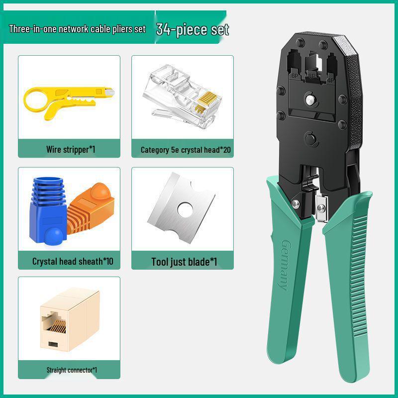 Home Network Cable Crimper Set: Cat5 Pliers & Multifunctional Wire Stripper
