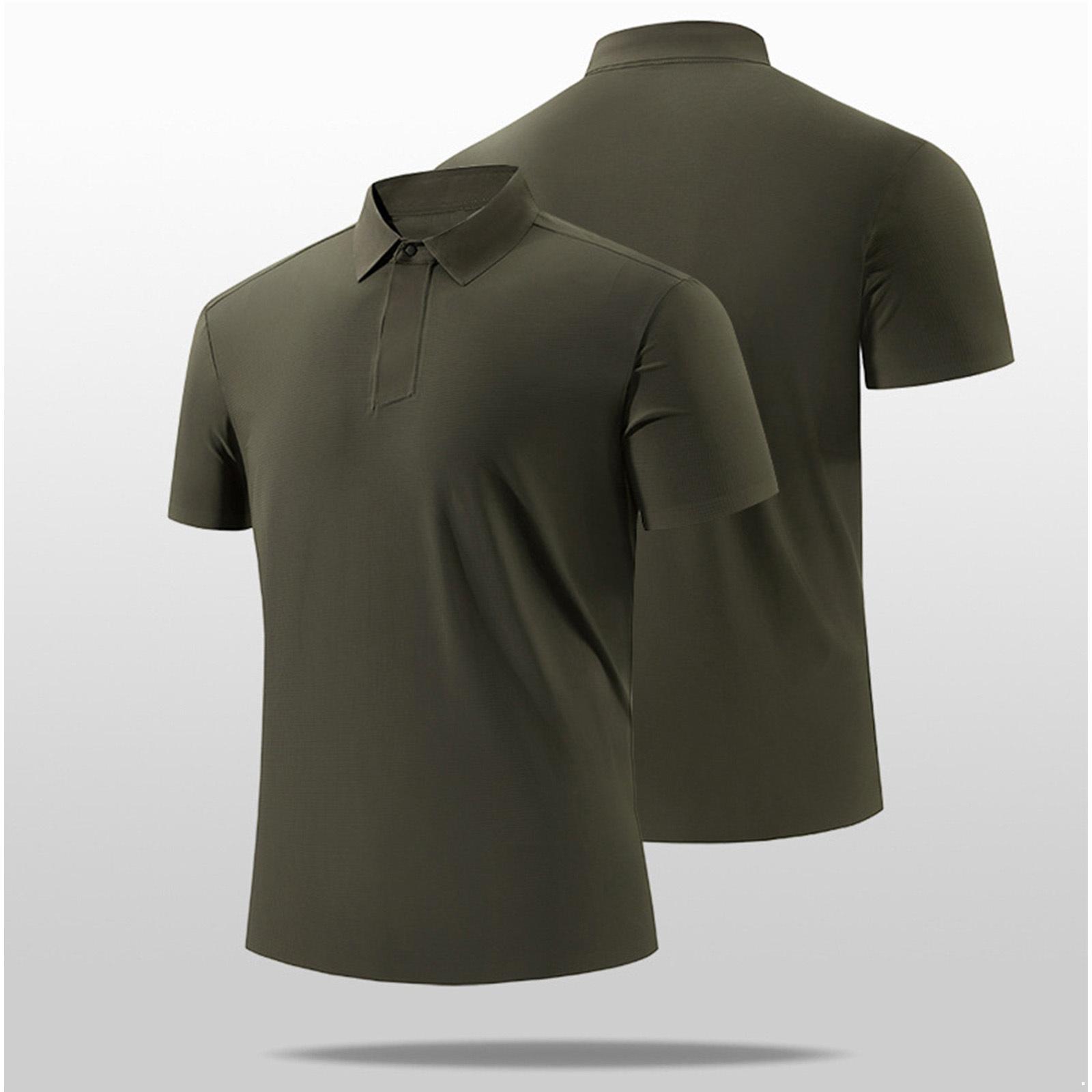 

Мужская быстросохнущая рубашка для гольфа с коротким рукавом, спортивный топ с отложным воротником для тенниса, тренировок и спорта, размеры M-5XL 5XL армия зеленый