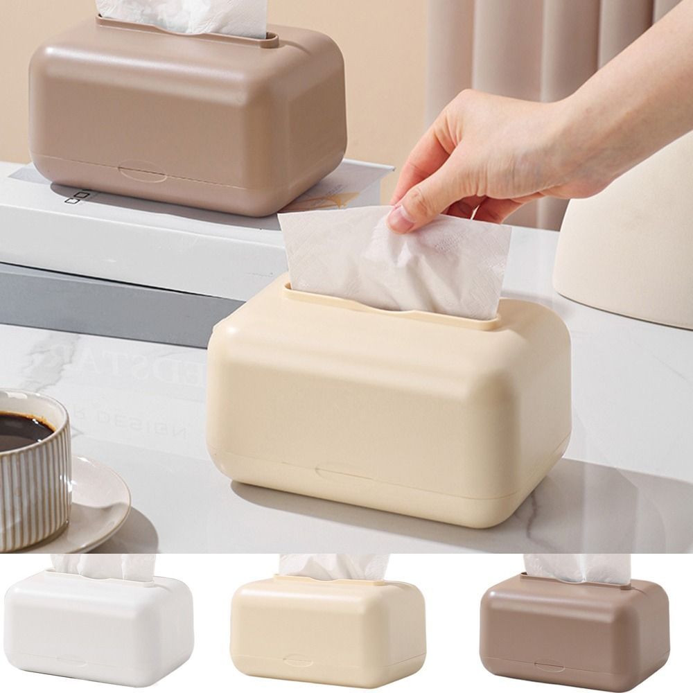 

Solid Color Paper Storage Box Plastic Napkin Holder Fashion Tissue Box Desktop