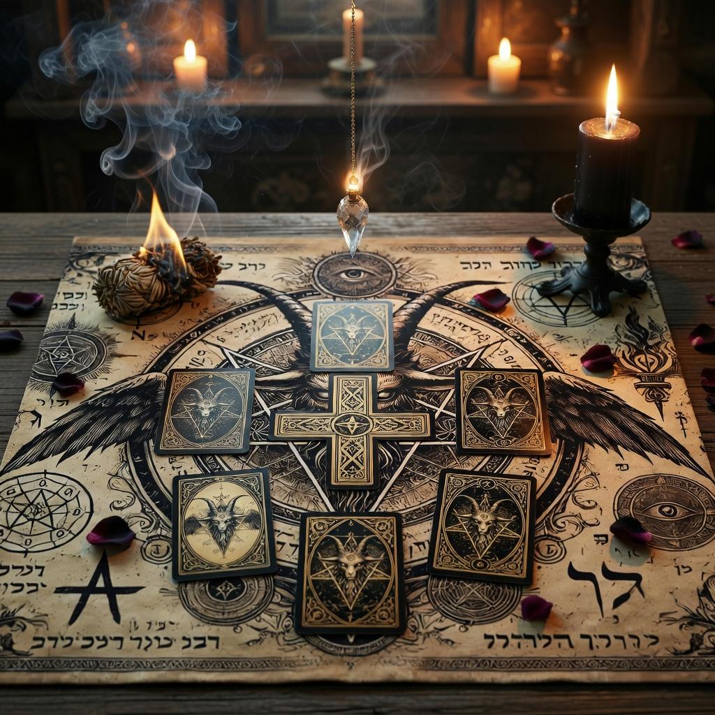 Telo Altare Pentagramma di Baphomet Tovaglia Tavolo Stregoneria Mistica Tarot Arazzo da Parete Wicca Decorazione Stanza Gotica Tappetino per Scrivania Rituale Magico
