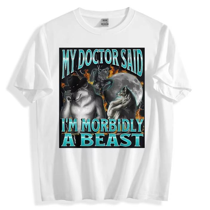 

Be Respectful To Daddy Funny Alpha Werewolf Wolf Meme T-Shirt Prevailing Soft Short Sleeves Tee Round Neck Leisure Daily S