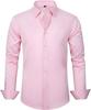 Men's Long Sleeve Solid Color Shirt, 4-Way Stretch, Natural Color Button, Slim Fit, Wrinkle Free, Business Casual Dress Shirt