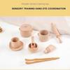 Holz-Teegeschirr Spielzeug Sensorik-Kasten Werkzeuge, Kinder Rollenspiel Küchenzubehör für Vorschulkinder Kleinkinder 11 Stück