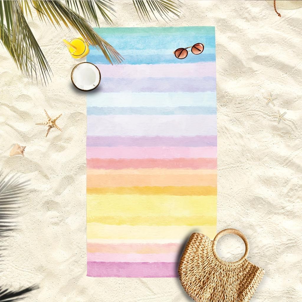 Buntes Streifen-Übergroßes Mikrofaser-Strandtuch, Maschinenwaschbar für Pool, Schwimmen, Badezimmerstuhl