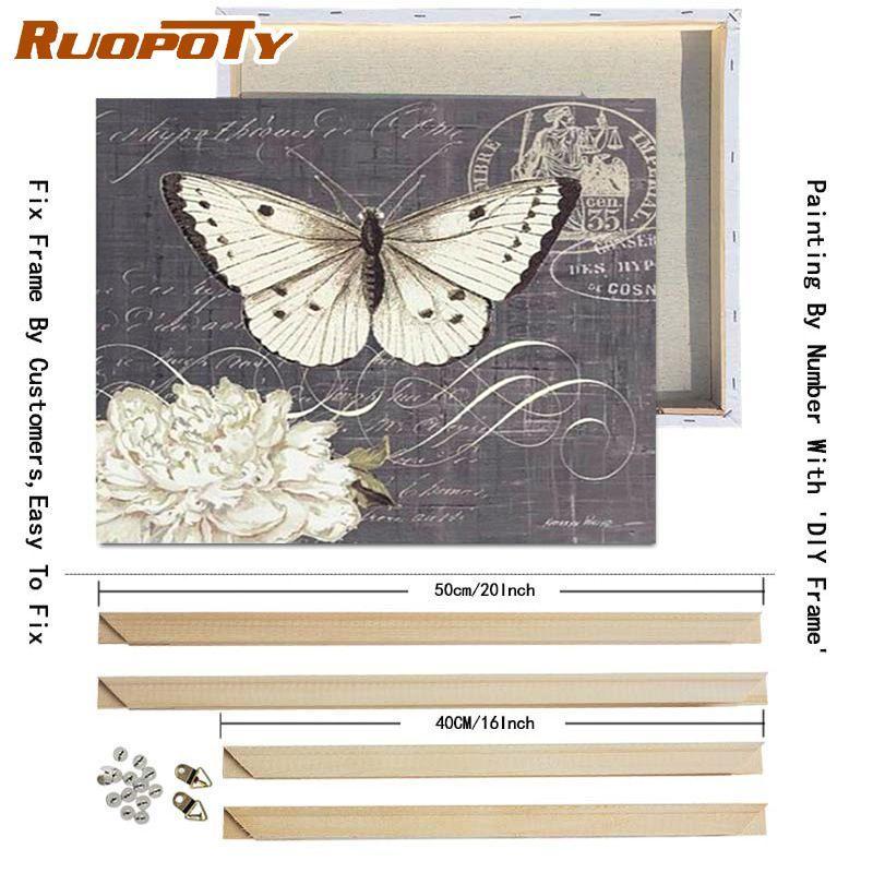 RUOPOTY Olejomalba podle čísel Motýl Nástěnné umění Jedinečný dárek Ručně malovaný obraz podle čísel Zvíře Dekor dětského pokoje