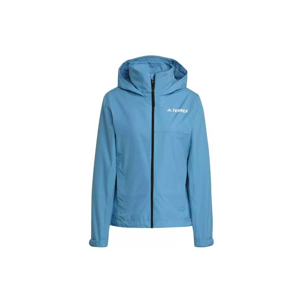 Adidas Womens Mountain Rain Resistant Jacket With Letter Print Women Jacket Blue HA2318