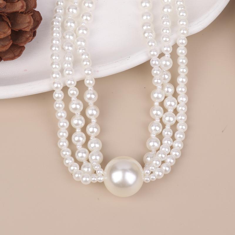 Elegant Multi Layer Smooth Imitation Pearl Long Tassel Necklace For Women Beads Sweater Chain Neck Jewelry