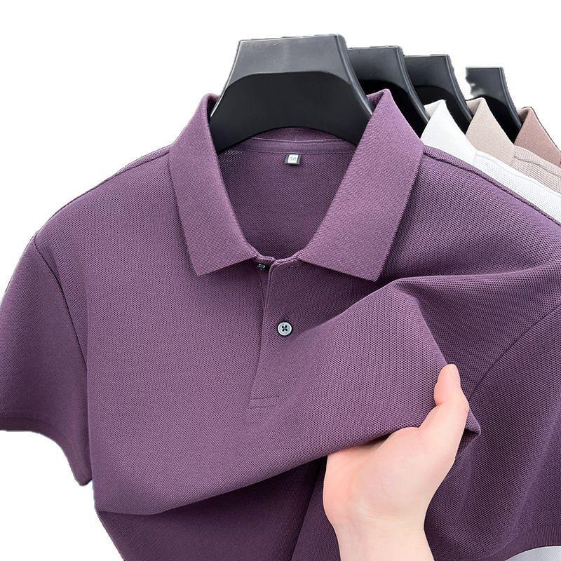 Men's Summer Casual 100% Pure Cotton Polo Shirt with Turn-Down Collar