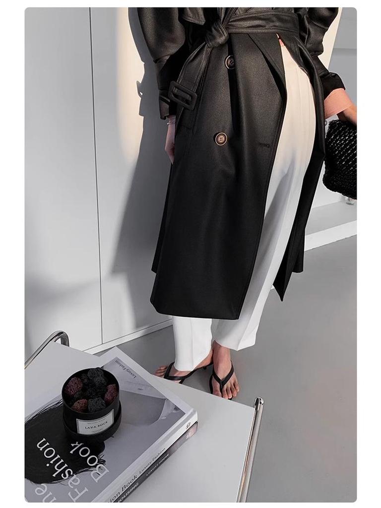 Rongtai Retro British Double-Breasted Tie-Waist Trench Coat for Women - 2025 Spring Collection